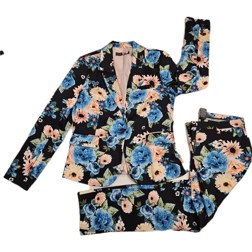 Suzy Shier Floral Printed Coord 2 Piece Suit Set